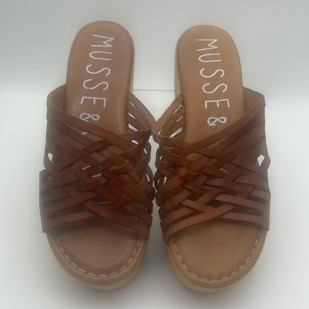 Musse & Cloud Platform Sandals Braided Leather Sz  9